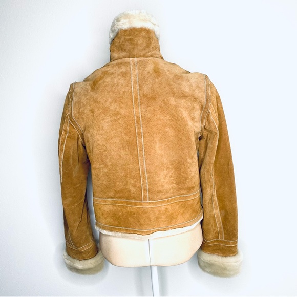 FREE PEOPLE Wilson’s Leather Penney Lane choker collar bomber jacket brown S - Picture 4 of 10